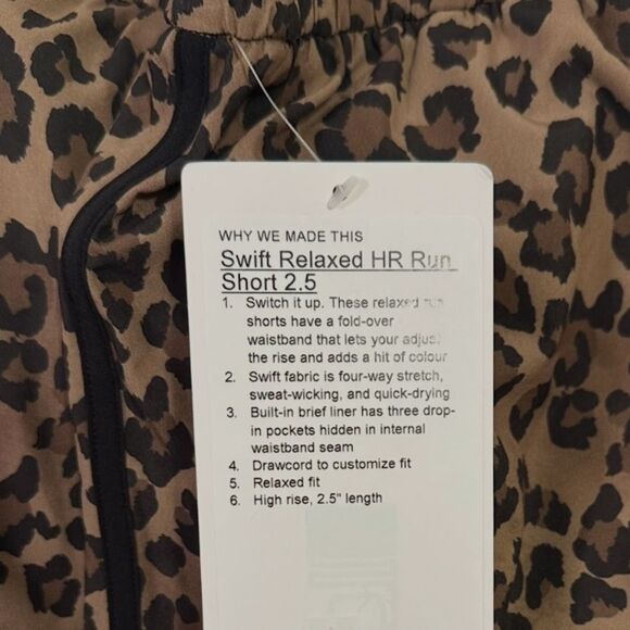 NWT XS swift relaxed high rise running shorts 2.5” lululemon leopard brown - Picture 4 of 8